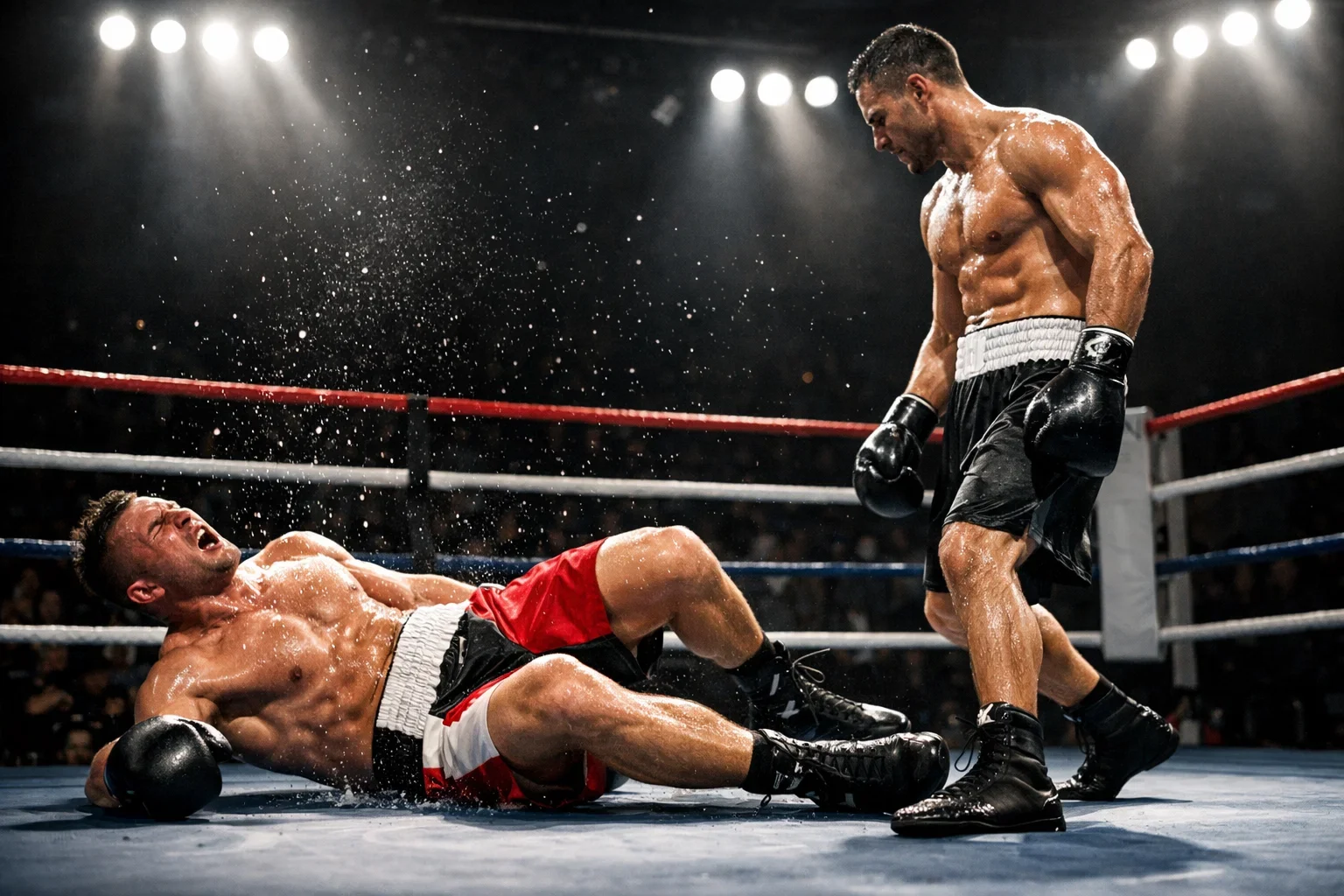 Dramatischer Knockout-Moment im Boxring