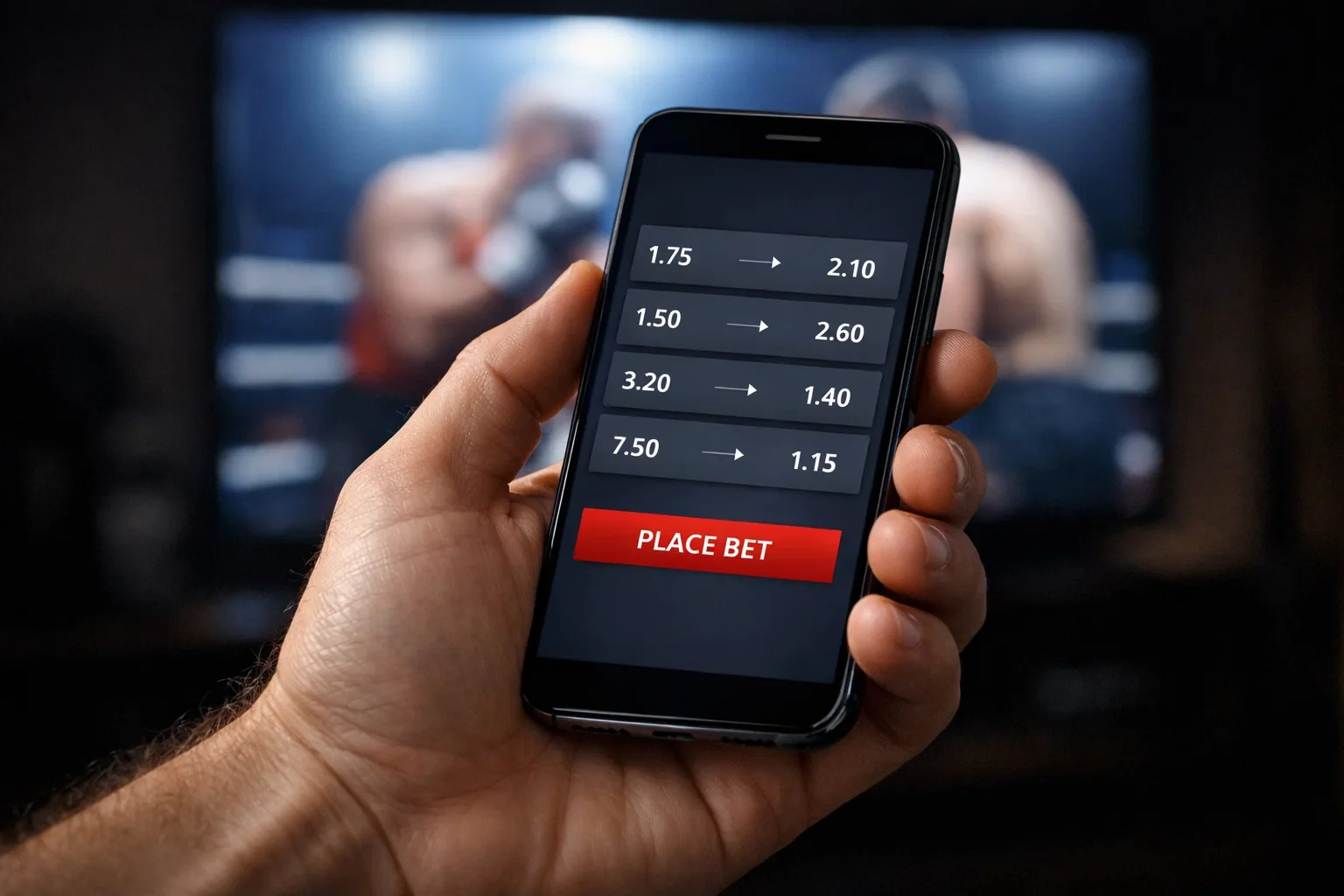 Smartphone zeigt verschiedene Live-Wettoptionen