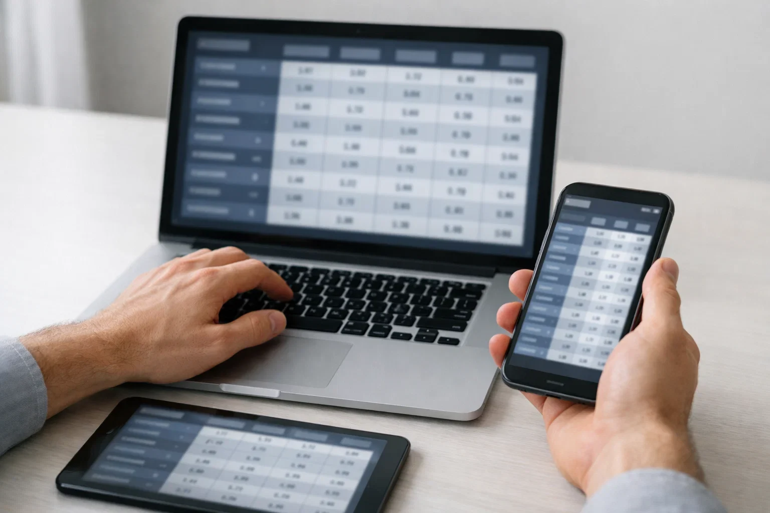 Person vergleicht Wettquoten verschiedener Anbieter