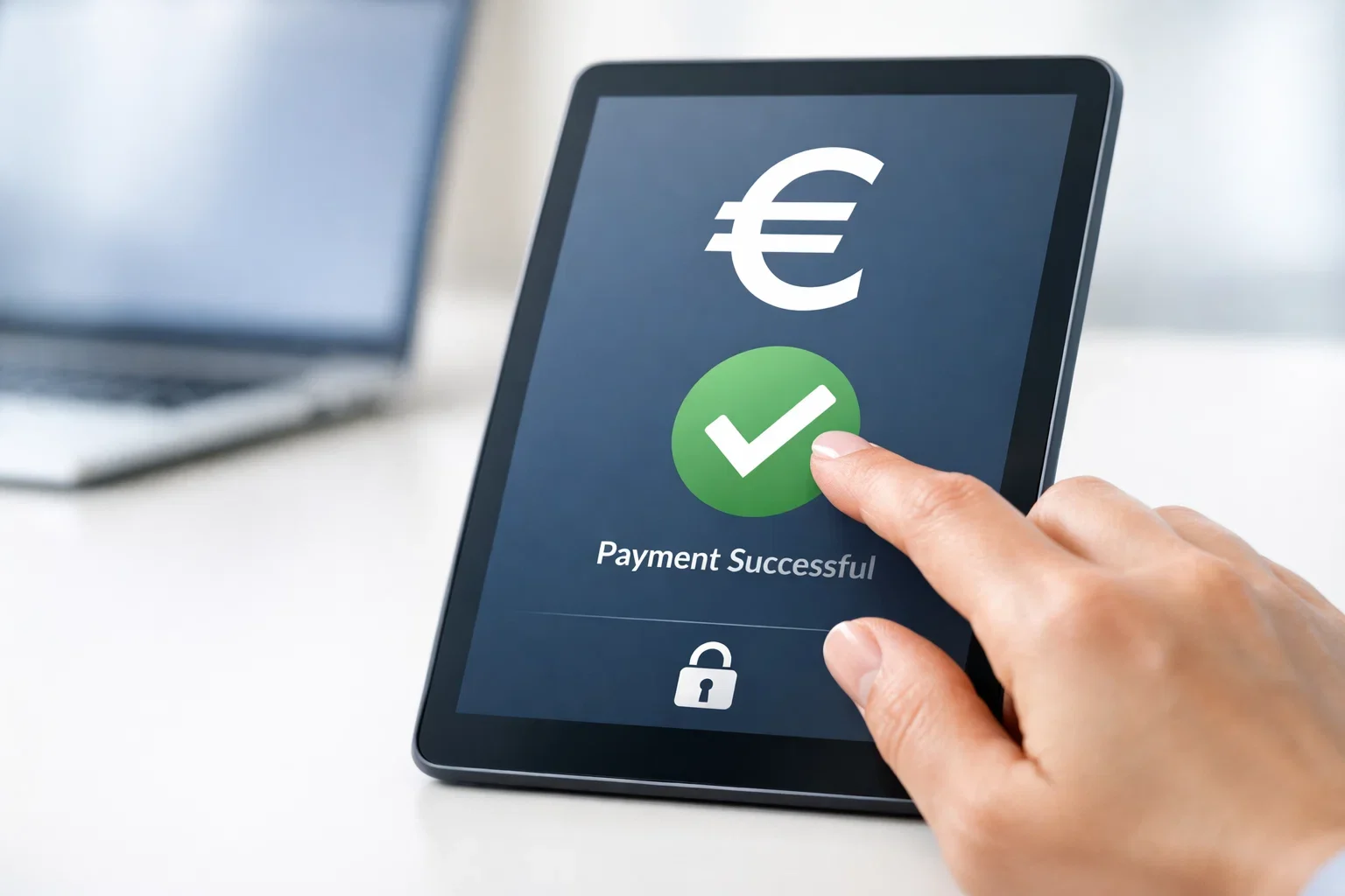Verschiedene Zahlungssymbole Euro und sichere Transaktion